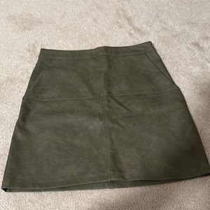 Green fake leather skirt